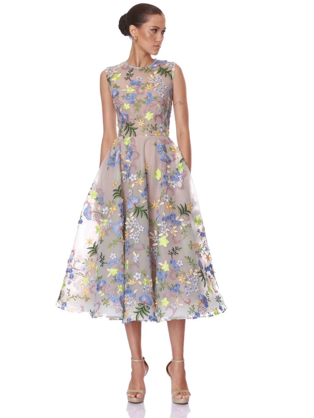 Bronx and Banco Blossom Saba  Dress Floral Embroidery XS New $650